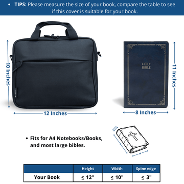 Black Portable Bible Carrying Case with Strap - GoVeU