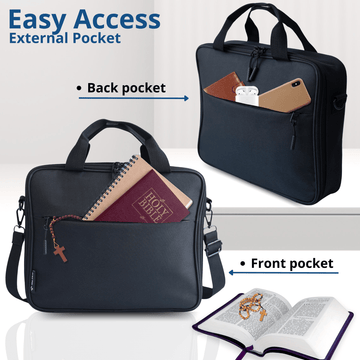 Black Portable Bible Carrying Case with Strap - GoVeU